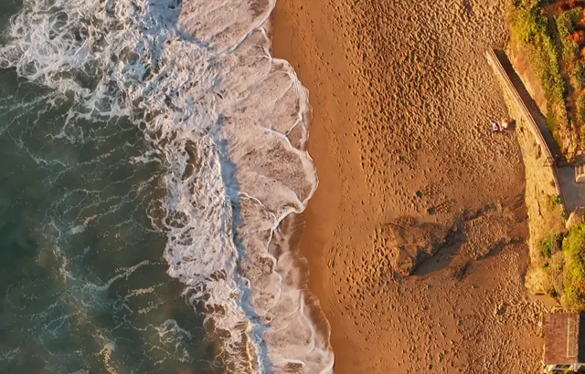 Waves crashing on a shore